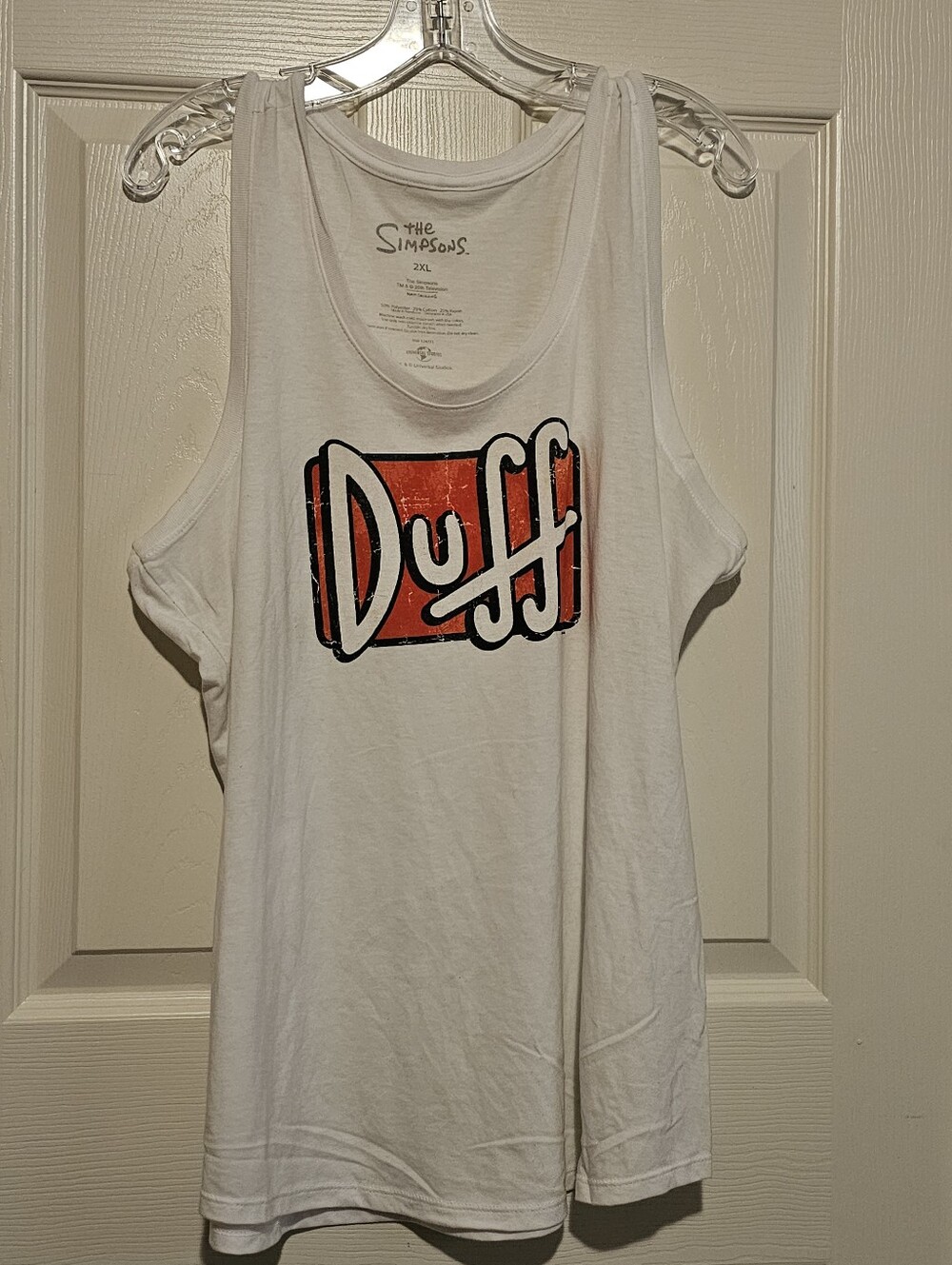 The Simpsons Duff Beer Logo White Tank Top Size 2X